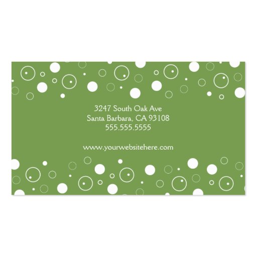 Sage and White Bubbles Business Card (back side)