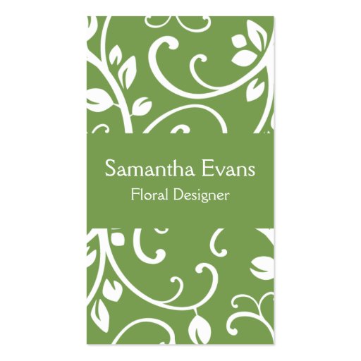 Sage and White Floral Vine Business Card