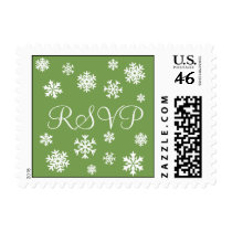 Sage and White RSVP Snowflakes Postage postage