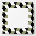 Sage Black & White 3D Cubes Pattern envelopes