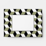 Sage Black & White 3D Cubes Pattern envelopes