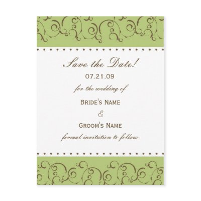 Sage &amp; Chocolate Save the Date Postcard