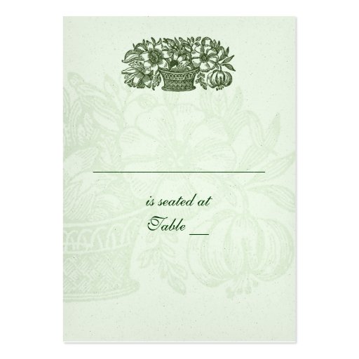 Sage Classic Flower Basket Placecard Business Cards (front side)