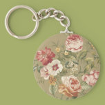 Sage Floral Roses Key Chain