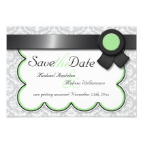 Sage & Gray Damask Save the Date Announcements invitations