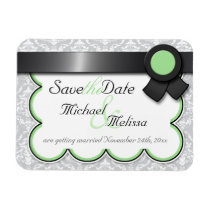 Sage & Gray Damask Save the Date flat Magnet magnets