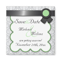Sage & Gray Damask Save the Date Magnet magnets