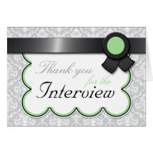 Sage & Gray Damask "Thank You for the Interview" Card