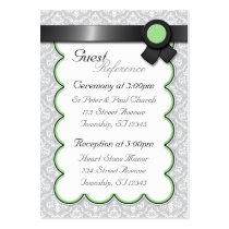 Sage & Gray Damask Wedding Guest Reference Cards business cards