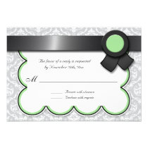 Sage & Gray Damask Wedding Reply / RSVP Cards invitations
