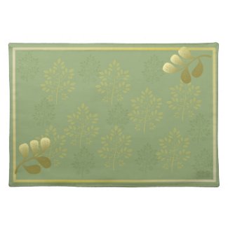 Sage Green and Gold Leaves Place Mats