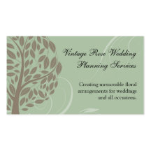 Sage Green and Soft Brown Stylized Eco Tree Business Card