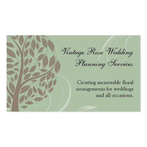 Sage Green and Soft Brown Stylized Eco Tree Business Card (front side)