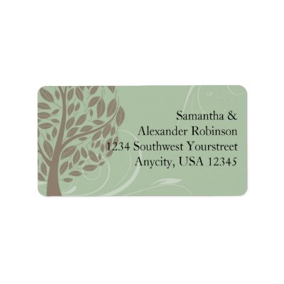 Sage Green and Soft Brown Stylized Eco Tree Custom Address Labels