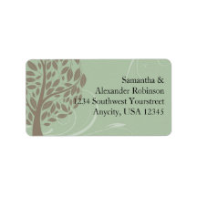 Sage Green and Soft Brown Stylized Eco Tree Custom Address Labels