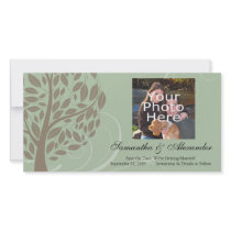 Sage Green and Soft Brown Stylized Eco Tree Photo Greeting Card