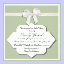 Sage Green and White Bow Bridal Shower Invitation invitations