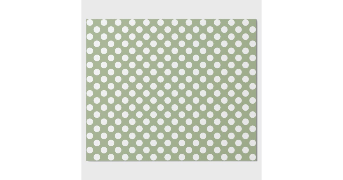 Sage Green and White Polka Dots Wrapping Paper Zazzle