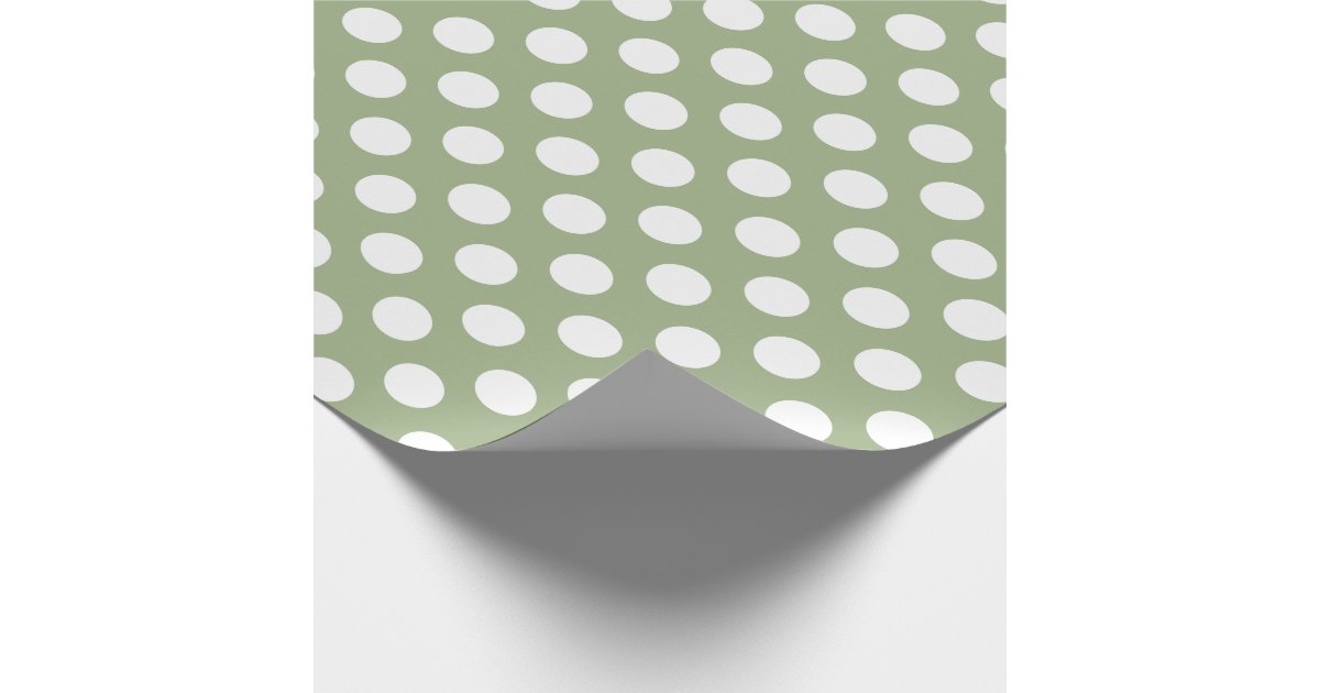 Sage Green and White Polka Dots Wrapping Paper | Zazzle