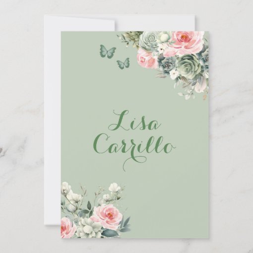 Sage Green Blush Pink Princess Quincea Era Invitation Zazzle