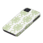 sage green bold large damask pattern Case-Mate iPhone 4 cases
