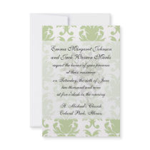 sage green bold large damask pattern invites