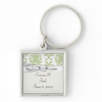 sage green bold large damask pattern key chains