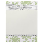 sage green bold large damask pattern letterhead template