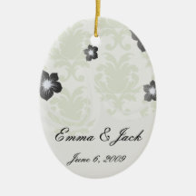 sage green bold large damask pattern ornaments