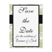 sage green bold large damask pattern postcards