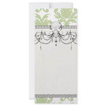 sage green bold large damask pattern custom rack cards