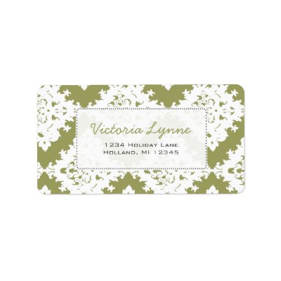 Sage Green Damask Return Address Label