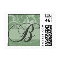Sage green floral damask monogram - Initial B postage by aslentz Sage green floral damask monogram - Initial B postage