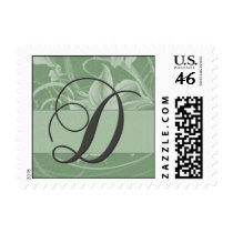 Sage green floral damask monogram - Initial D postage by aslentz Sage green floral damask monogram - Initial D postage