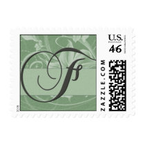 Sage green floral damask monogram - Initial F postage by aslentz Sage green floral damask monogram - Initial F postage