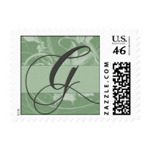 Sage green floral damask monogram- Initial G postage by aslentz Sage green floral damask monogram- Initial G postage
