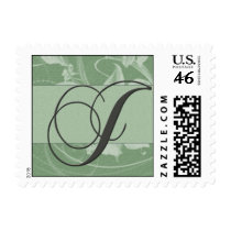 Sage green floral damask monogram - Initial J postage by aslentz Sage green floral damask monogram - Initial J postage
