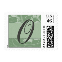 Sage green floral damask monogram - Initial O postage by aslentz Sage green floral damask monogram - Initial O postage