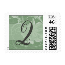 Sage green floral damask monogram - Initial Q postage