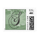 Sage green floral damask monogram - Initial S Postage