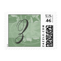 Sage green floral damask monogram - Initial Z postage