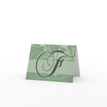Sage green Irish monogram card - Initial F