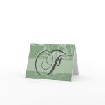 Sage green Irish monogram card - Initial F