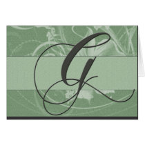 Sage green monogram card - Initial G cards