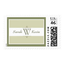 Sage Green Monogram Postage Stamps
