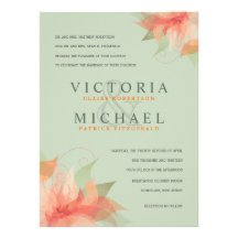 Sage Green & Orange Formal Wedding Invitations