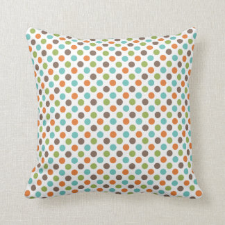 Sage Green, Orange, Teal, and Brown Polka Dots Throw Pillows