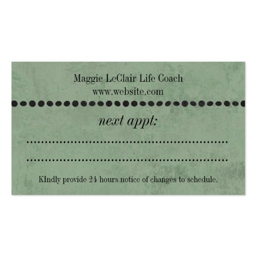 Sage Green Professional Appointments Business Card (back side)