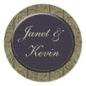 Sage green / purple damask wedding stickers by perfectpostage Sage green / purple damask wedding stickers