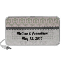sage green soft pink damask wedding keepsake travel speaker